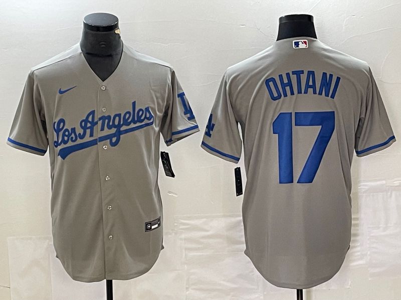 Men Los Angeles Dodgers #17 Ohtani Grey Nike Game MLB Jersey style 1